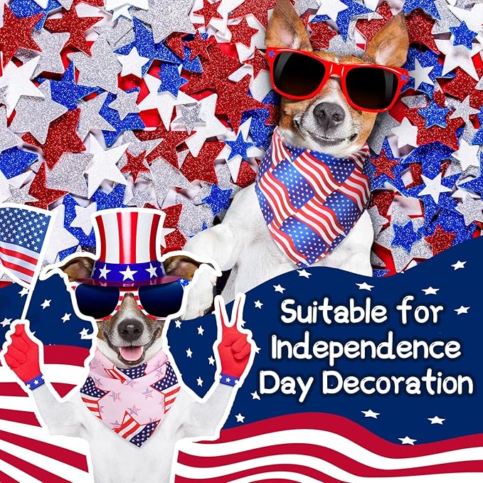Sumind 50 Pieces Patriotic Dog Bandanas Bulk America Flag Bandanas for Dogs Triangle Pet Scarf for 4th of July Independence Day Memorial Day Pet Costume Accessories(25.6 x17.7 x 17.7 Inch)