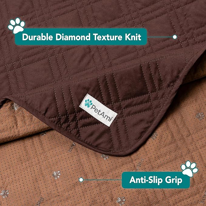 PetAmi Waterproof Couch Cover for Dogs, Reversible Furniture Protector for Pet Cat Bed, Washable Blanket Dog Cover for Sofa Seat, 52x82 Brown
