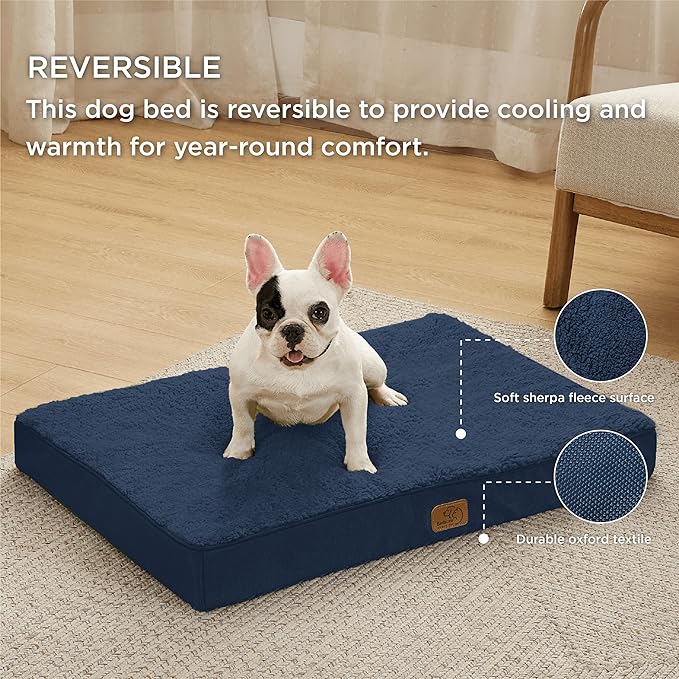 Bedsure Dog Bed Medium Size Dog - Orthopedic Waterproof Puppy Beds with Removable Washable Cover, Egg Crate Foam Pet Mat, Suitable for Pet Up to 35 lbs