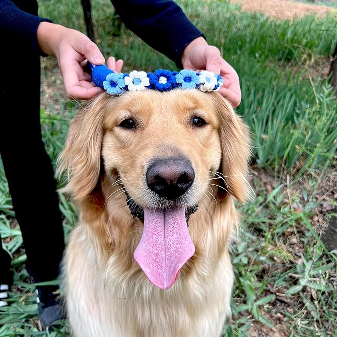 Handmade 5ft Braided Cotton Dog Leash with Unique Floral Handle, Durable and Stylish, Ideal for Small to Large Dogs,Sea Wave