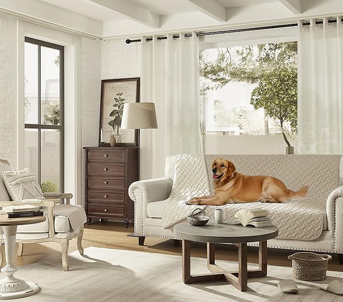 gogobunny 100% Double Sided Waterproof Dog Blanket Soft Pet Bed Cover Reversible Protect Furniture Couch Sofa Car for Puppy Cat Kids (Dark Beige/Light Beige, 40x50 Inch (Pack of 1))