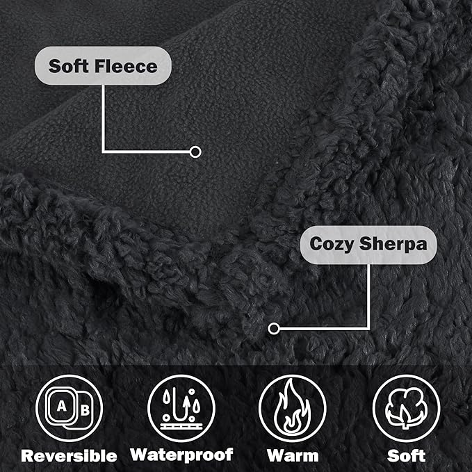 Kritter Planet Waterproof Dog Blanket, Reversible Pee Proof Couch Cover for Pets, Furniture Protector for Sofa Bed, Washable, Hair Resistant, Stain Proof