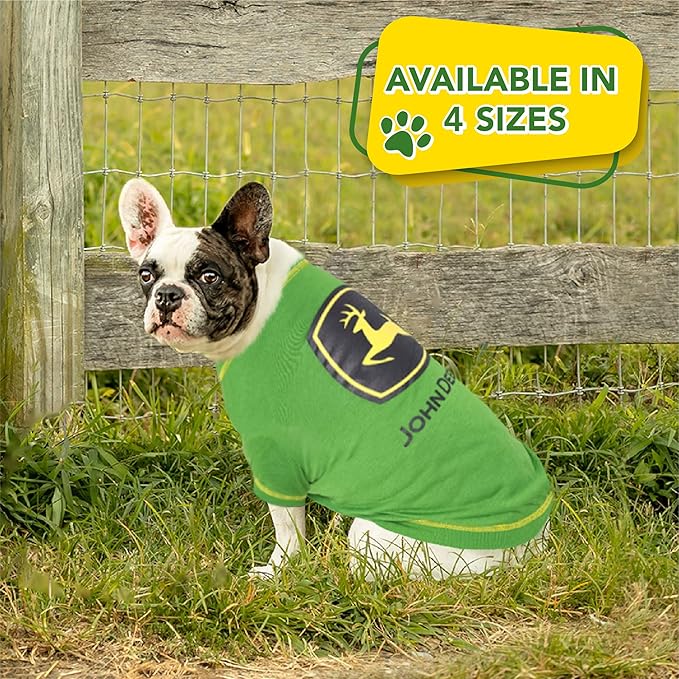 Pets First John Deere Dog T-Shirt, Medium. Warm Pet Clothing for Pets. Soft, Comfortable, Durable Pet Shirt. Best Dog Shirt Jacket Polo Costume Licensed with John Deere Theme/Logo, Green (JOD-4014-MD)