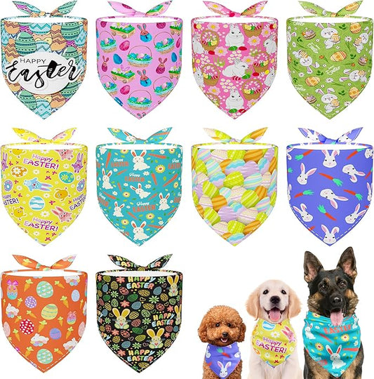 10PCS Easter Dog Bandanas for Small XS Dogs Doggy Puppy Cats Triangle Bibs Scarves Boys and Girls Grooming Accessories
