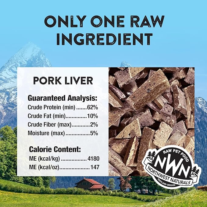 Northwest Naturals Raw Rewards Freeze-Dried Pork Liver Treats for Dogs and Cats - Bite-Sized Pieces - Healthy, 1 Ingredient, Human Grade Pet Food, All Natural, Proudly Made in USA, 10 Oz (Pack of 3)