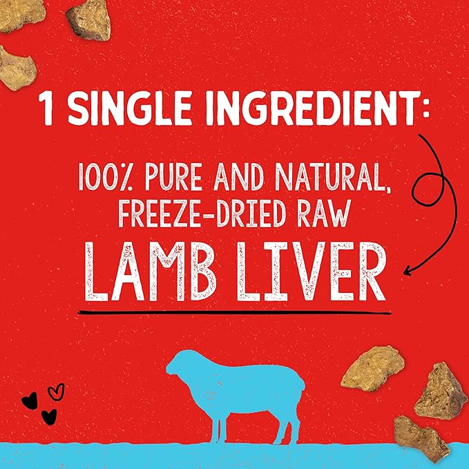 Stella & Chewy's Freeze-Dried Raw Lamb Liver Dog Treats - Single Ingredient, No Additives - Premium Training Treats - Perfect For Picky Eaters - 3oz Bag