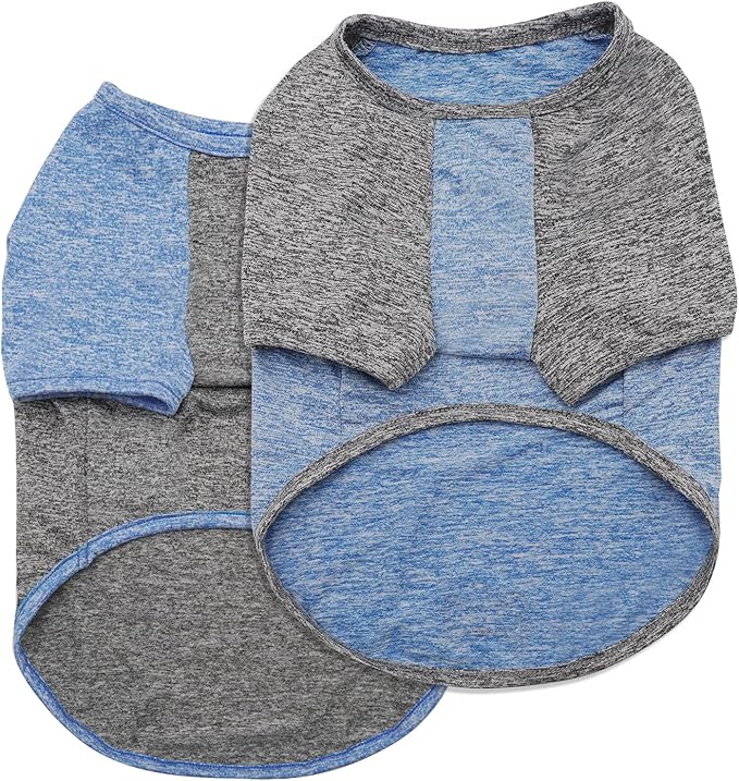 KYEESE 2 Pack Dog Shirts Raglan Sleeve Quick Dry Lightweight Stretchy Dog T-Shirts with Reflective Label Puppy Shirts for Small Dogs