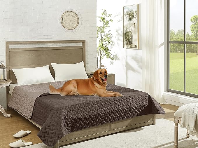 gogobunny 100% Double Sided Waterproof Dog Blanket Soft Pet Bed Cover Reversible Protect Furniture Couch Sofa Car for Puppy Cat Kids (Dark Chocolate/Light Chocolate, 82x120 Inch (Pack of 1))