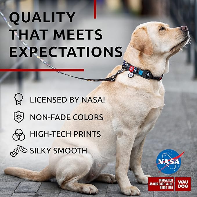 WAUDOG Nylon Dog Collar - Adjustable Dog Collar for Large Dogs, Small & Medium Dogs - Breakaway Puppy Collars for Large Breed Dogs - Boy & Girl Dog Collars with Durable Plastic Buckle and QR Dog Tag