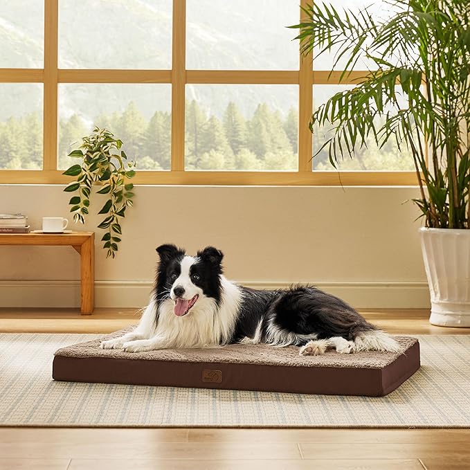 Bedsure Dog Bed Large Sized Dog - Orthopedic Waterproof Pet Beds with Removable Washable Cover, Egg Crate Foam Puppy Mat, Suitable for Pet Up to 65 lbs