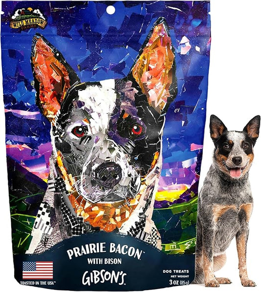 Wild Meadow Farms - Gibson's Prairie Bacon with Bison, Soft Jerky Dog Treats, Aromatic, and Grain-Free for Training and Rewarding Dogs of All Breeds and Ages - 3 Ounce Pouch