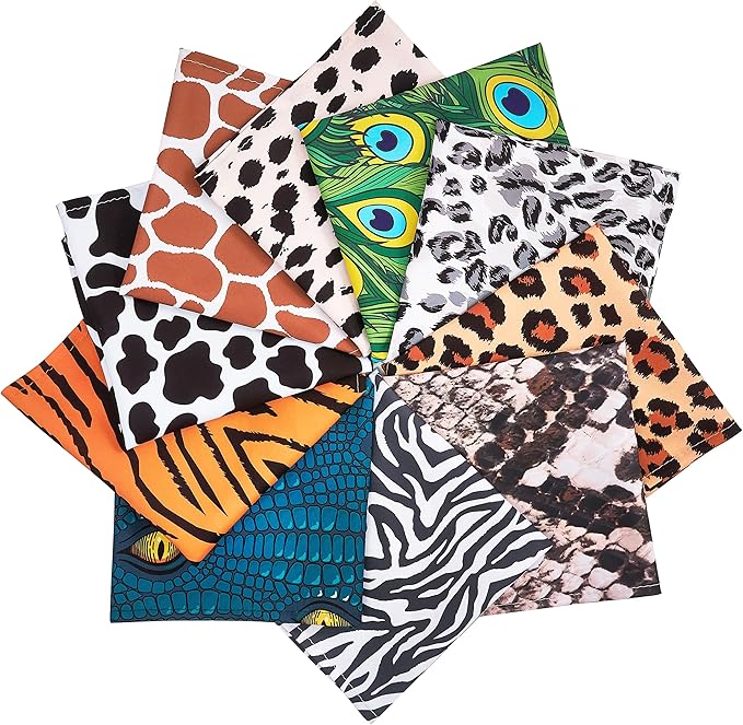 10PCS Dog Bandanas Large Animal Print Triangle Bibs Head Scarves Zebra Leopard Snake Tiger Peacock Cheetah Giraffe and Cow for Extral Large XL XXL Breed Boy and Girl Grooming Accessories