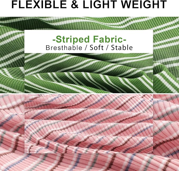 2Pack Dog Shirts for Small Dogs Girl Boy Striped Dog Shirt Vest Soft Stretchy Puppy Clothes Sleeveless Colorful Sweatshirt Small Puppy Outfit for Chihuahua Yorkie, Pink+Green, M