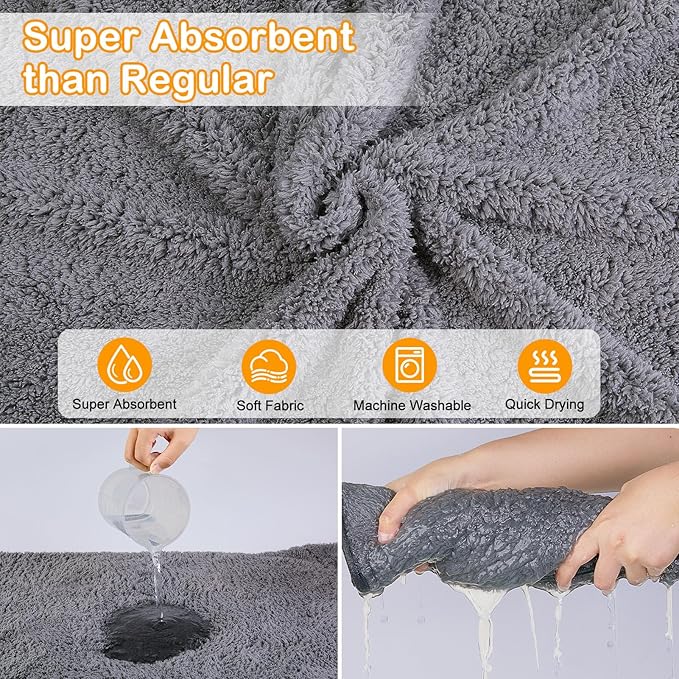 Bienbee Soft Dog Bathrobe,Super Absorbent & Quick-Drying Dog Robe with Hood, Cozy Drying Coat for After Bath, Grey XL