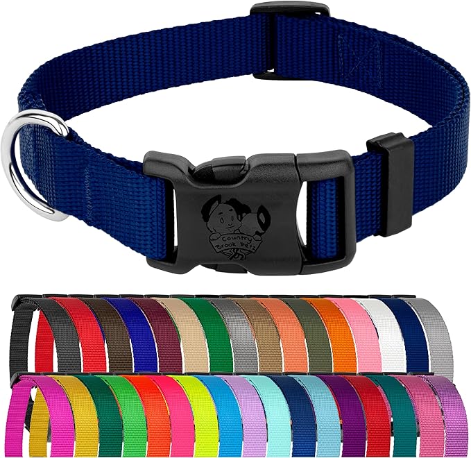 Country Brook Petz - American-Made Dog Collar for Large, Medium, and Small Dogs and Puppies - Deluxe Heavy Duty Nylon in 33 Dazzling Colors (Small, 3/4 Inch Wide, Royal Blue)