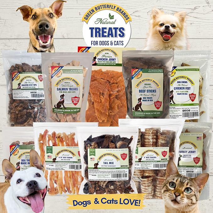 Beef Tendons for Dogs Made in USA. 6-10 Inch Grass Fed Farm-Raised American Beef Dog Treats. All Natural Dog Dental Chews. Grain Free Odor-Free Beef Dog Chews 8 Ounce
