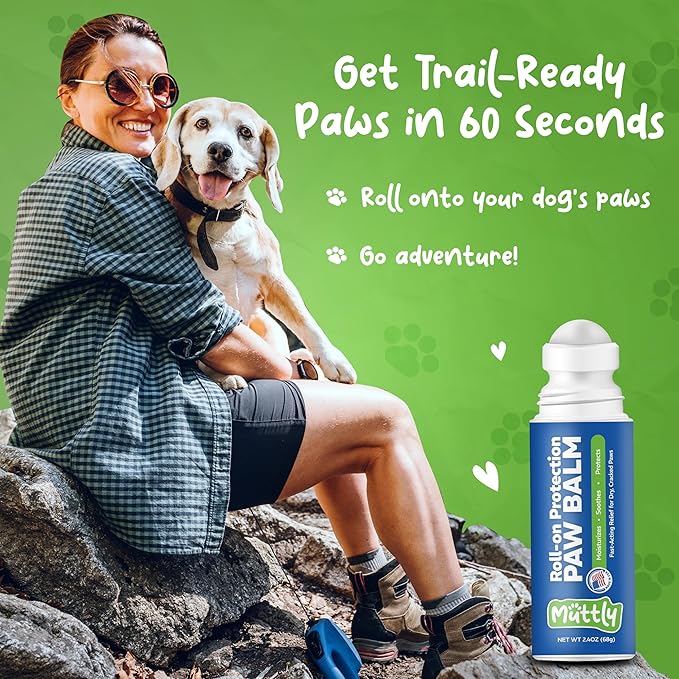 Roll-On Dog Paw Balm - Moisturizer & Soothing Protection From Snow & Hot Pavements - Snout Soother for Dogs - Easy & Fast to Apply, Natural, Non-Toxic, Food-Grade, Lick-Safe Wax