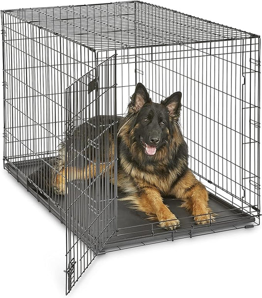 MidWest Homes for Pets Newly Enhanced Single & Double Door iCrate Dog Crate, Includes Leak-Proof Pan, Floor Protecting Feet, Divider Panel & New Patented Features