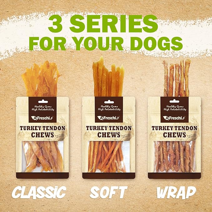 Afreschi Wrapped Turkey Tendon with Chicken Stick 3.5 oz, Turkey Sourced from USA, Dog Treats for Wrapped Series, All Natural Human Grade Dog Treat, Hypoallergenic, Rawhide Alternative