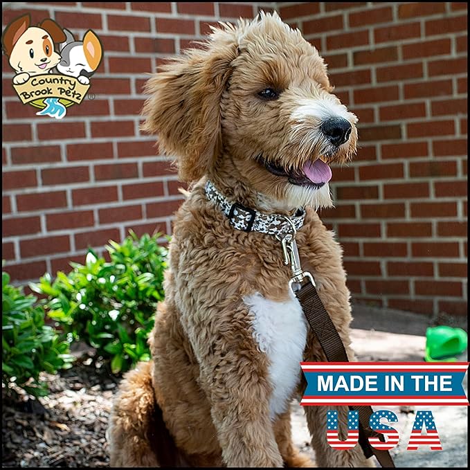 Country Brook Petz - Deluxe Cow Print Dog Collar - Made in The U.S.A. - Country and Western Collection Featuring Rustic Designs (1 Inch, Large)