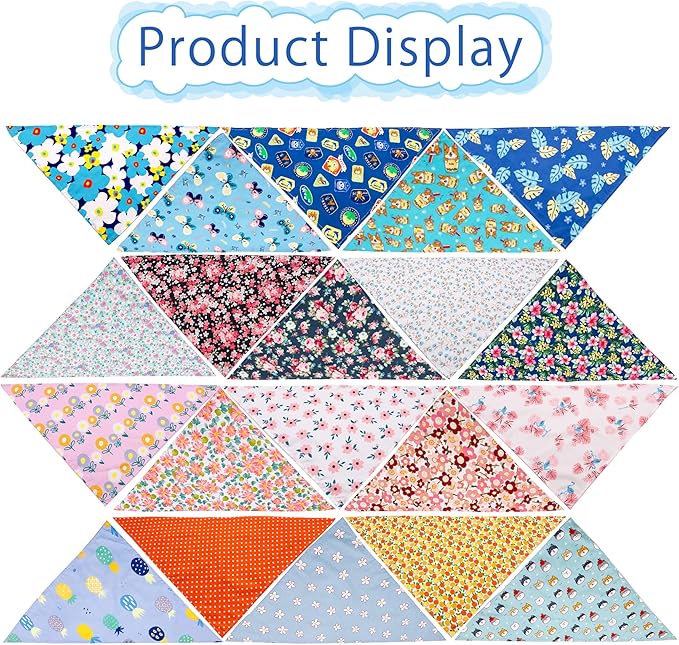 100PCS Small Dogs Bandanas Bulk Pet Summer Bandanas Pack Cat Kerchief Washable Triangle Bibs Head Scarves Scarfs Random Patterns for Boys and Girls Medium Puppies Grooming Accessories Costume