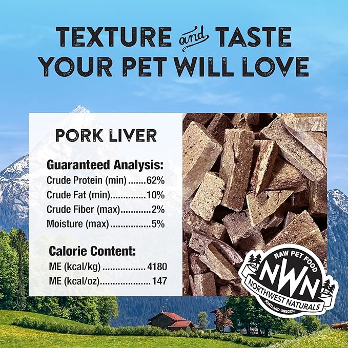 Northwest Naturals Raw Rewards Freeze-Dried Pork Liver Treats for Dogs and Cats - Bite-Sized Pieces - Healthy, 1 Ingredient, Human Grade Pet Food, All Natural - 3 Oz (Pack of 3)