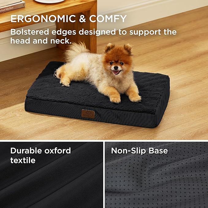Bedsure Dog Bed for Small Dogs - Orthopedic Waterproof Puppy Beds with Removable Washable Cover, Egg Crate Foam Pet Mat, Suitable for Pet Up to 20 lbs