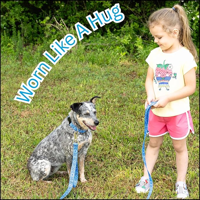 Country Brook Petz - Deluxe Blue Bandana Dog Collar - Made in The U.S.A. - Country and Western Collection Featuring Rugged Designs (1 Inch, Medium)