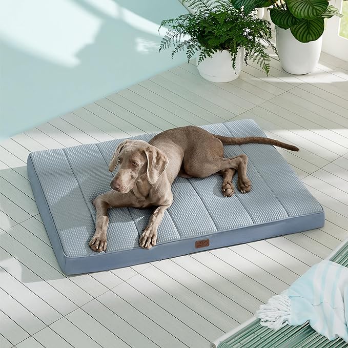 Bedsure Cooling Dog Beds Large Sized Dog - Extra-Large Orthopedic Waterproof Puppy Bed with Removable Washable Cover, Egg Crate Foam Pet Mat, Suitable for Pet Up to 100 lbs