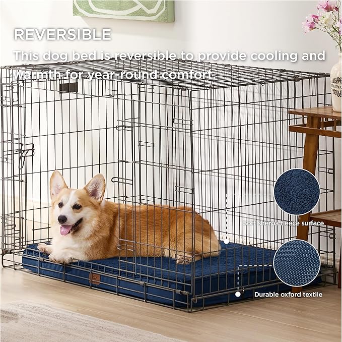 Bedsure Large Dog Bed for Crate - Orthopedic Waterproof Pet Beds with Removable Washable Cover, Egg Crate Foam Crate Mat, Suitable for Pet Up to 50 lbs