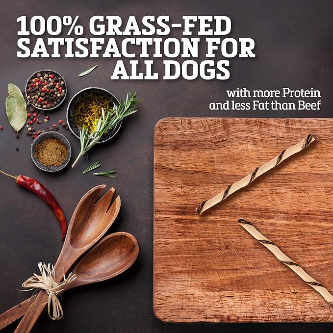 Rawhide-Free Dog Treats – Natural Jerky Twists Made with Grass-Fed Buffalo – Hickory Smoked Flavor High Protein Chews for Dogs – Healthy Rawhide Alternative – 40 Count