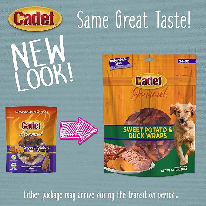 Cadet Gourmet Sweet Potato & Chicken Wraps Limited-Ingredient Dog Chews, Healthy and Natural Training Treats for Small and Large Dogs, 14 oz