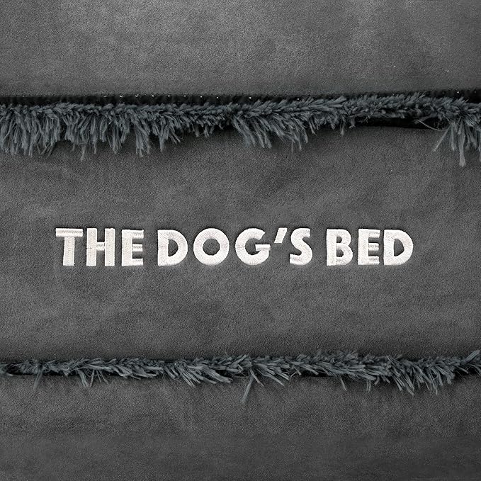The Dog’s Bed Orthopedic Memory Foam Dog Bed, Medium Grey Fur 34x22, Pain Relief for Arthritis, Hip & Elbow Dysplasia, Post Surgery, Lameness, Supportive, Calming, Waterproof Washable Cover