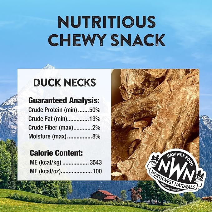 Northwest Naturals Raw Rewards Freeze-Dried Duck Neck Treats for Dogs and Cats - Whole Neck - Grain Free - 1 Ingredient - Healthy - Human Grade - All Natural - USA Made - 5 Oz
