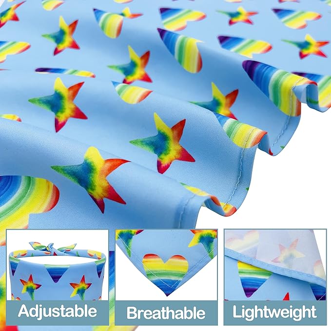 10PCS Pride Day Dog Bandanas with Rainbow Color for XXS XS Small Dog Triangle Bibs Scarves Boys and Girls Gay Pride with Love is Love Kiss Me Grooming Accessories Costume