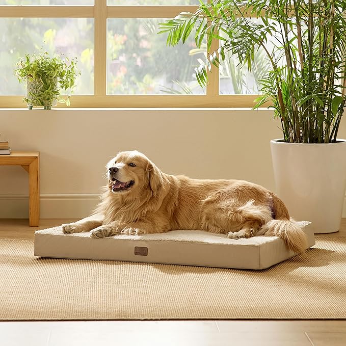 Bedsure Dog Beds Large Sized Dog - Extra-Large Orthopedic Waterproof Puppy Bed with Removable Washable Cover, Egg Crate Foam Pet Mat, Suitable for Pet Up to 100 lbs