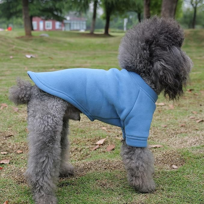 Lovelonglong Sweatshirt Cold Weather Pullover Autumn and Winter T-Shirts for Small Medium Large Size Dogs Sea-Blue M