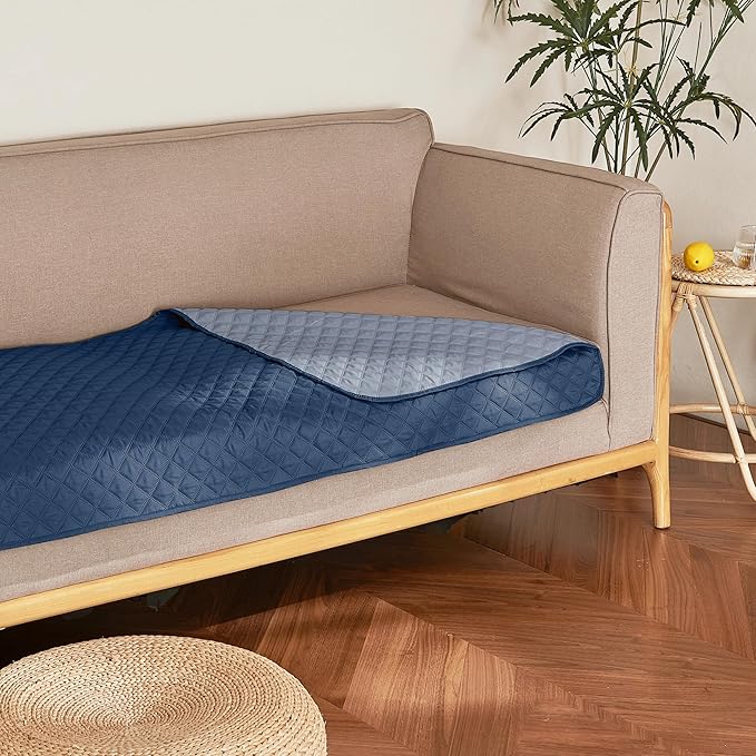 NICETOWN Couch Cover for Dogs, Waterproof Blanket for Sofa Furniture Protector for Pets Dog Hair Repellent Blanket Reversible Mats for Car, 1 Piece, 30 x 70 inch, Navy/Stone Blue