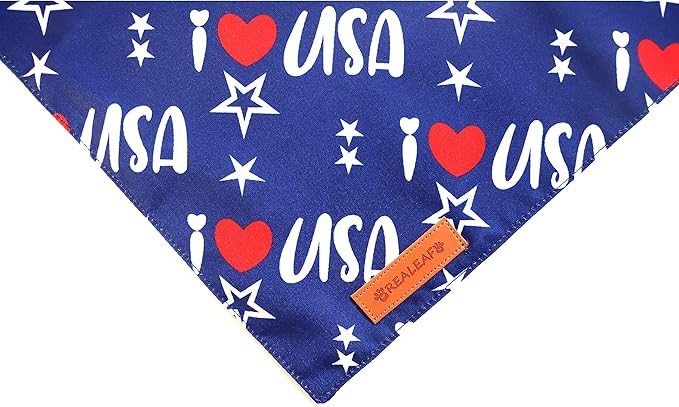 Realeaf 4th of July Dog Bandanas 2 Pack, Triangle Reversible American Flag Pet Patriotic Scarf for Boy and Girl, Premium Durable Fabric, USA Bandana for Small and Medium Dogs (Small)