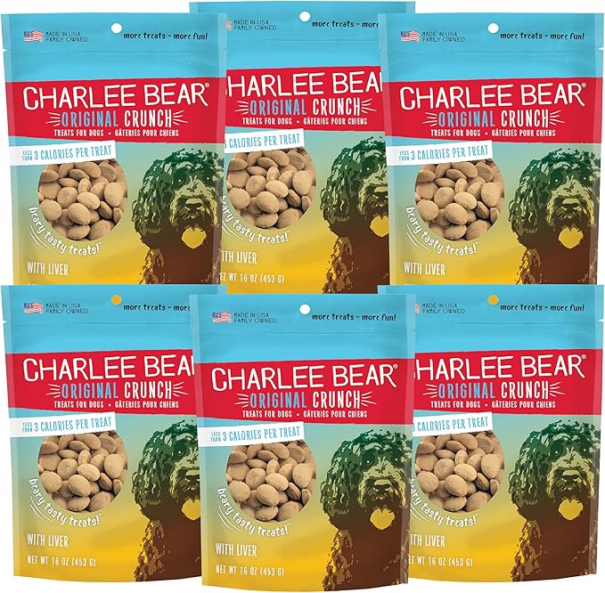 Charlee Bear Dog Treats with Liver, Training Treats for Dogs, Made in USA (6 Pack) 16 oz Each