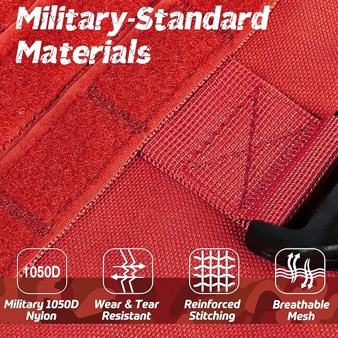 rabbitgoo Tactical Dog Harness for Large Dogs, Heavy Duty Dog Harness with Handle, No-Pull Service Dog Vest Large Breed, Adjustable Military Dog Vest Harness for Training Hunting Walking, Red, XL