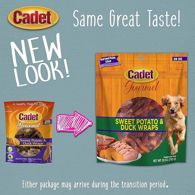 Cadet Gourmet Sweet Potato & Chicken Wraps Limited-Ingredient Dog Chews, Healthy and Natural Training Treats for Small and Large Dogs, 28 oz.