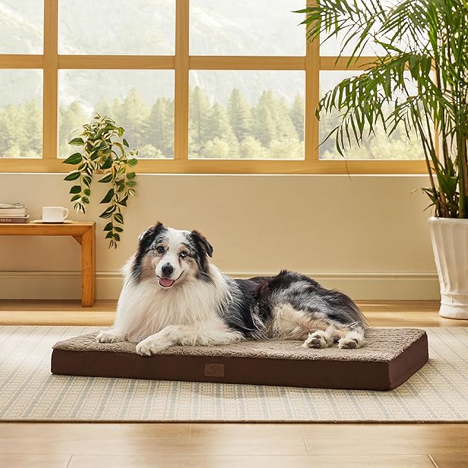 Bedsure Large Dog Bed for Crate - Orthopedic Waterproof Puppy Beds with Removable Washable Cover, Egg Crate Foam Pet Mat, Suitable for Pet Up to 90 lbs