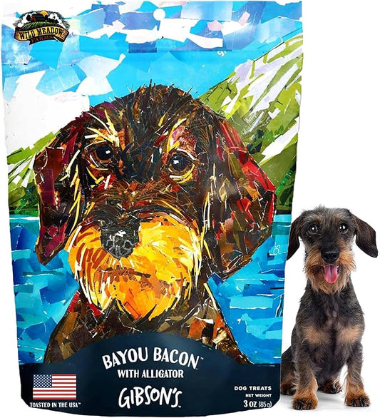 Wild Meadow Farms - Gibson's Bayou Bacon, Soft Jerky Dog Treats, Crafted with Real Meat, Aromatic, and Grain-Free for Training and Rewarding Dogs of All Breeds & Ages - 3 Ounce Pouch