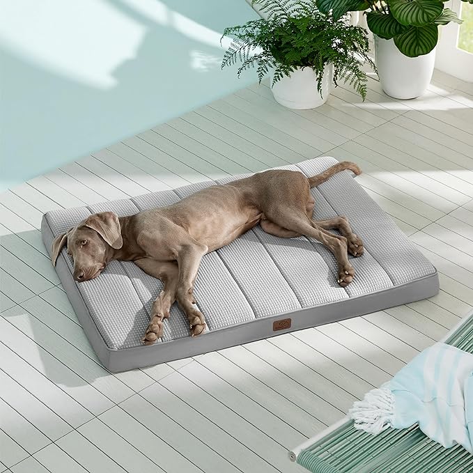 Bedsure Cooling Dog Beds Large Sized Dog - Extra-Large Orthopedic Waterproof Puppy Bed with Removable Washable Cover, Egg Crate Foam Pet Mat, Suitable for Pet Up to 100 lbs