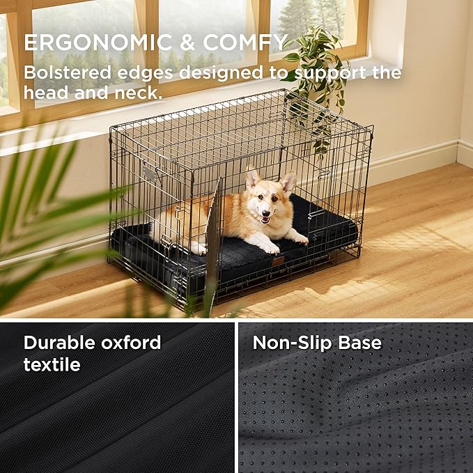 Bedsure Large Dog Bed for Crate - Orthopedic Waterproof Pet Beds with Removable Washable Cover, Egg Crate Foam Crate Mat, Suitable for Pet Up to 50 lbs