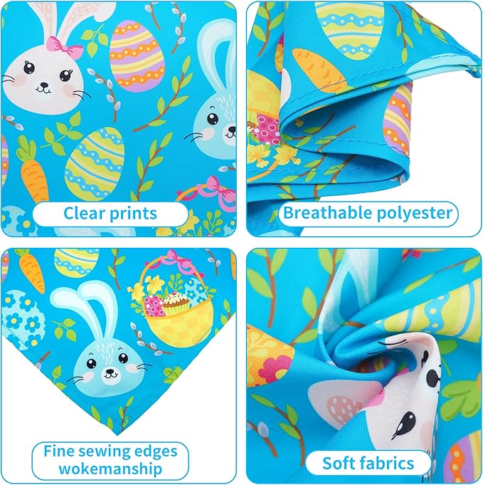 Easter Dog Bandanas for Medium Dog Breed 25 Inch Polyester Dog Bandana 7 Pcs Adjustable Dogs Scarves Grooming M