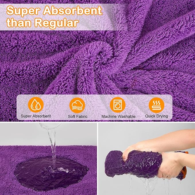Bienbee Soft Dog Bathrobe,Super Absorbent & Quick-Drying Dog Robe with Hood, Cozy Drying Coat for After Bath, Purple XXL