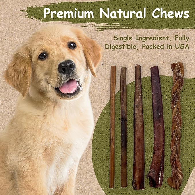 Top Dog Chews 6” Bully Sticks –100% Natural, Grass-Fed Beef from Free-Ranging Cattle, 25 Pack, Long Lasting Dog Treats. Ideal for Chewing, Healthy Teeth & Gums