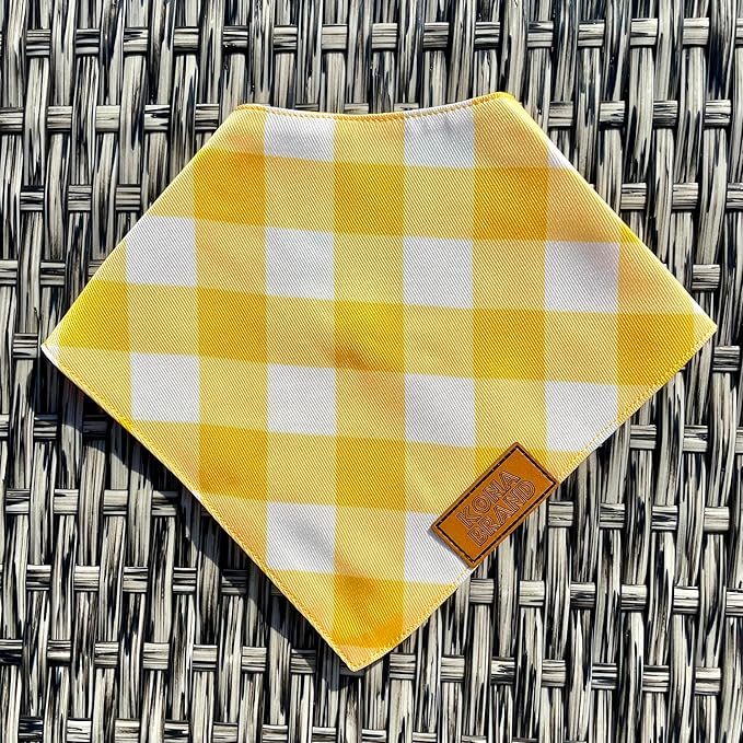 KonaBrandCo- Premium Handmade Dog Bandana | Dual Layered Silky Durable Polyester Fabric | Adjustable Fit Custom Shape- Won't Roll (Large, FINLEY)